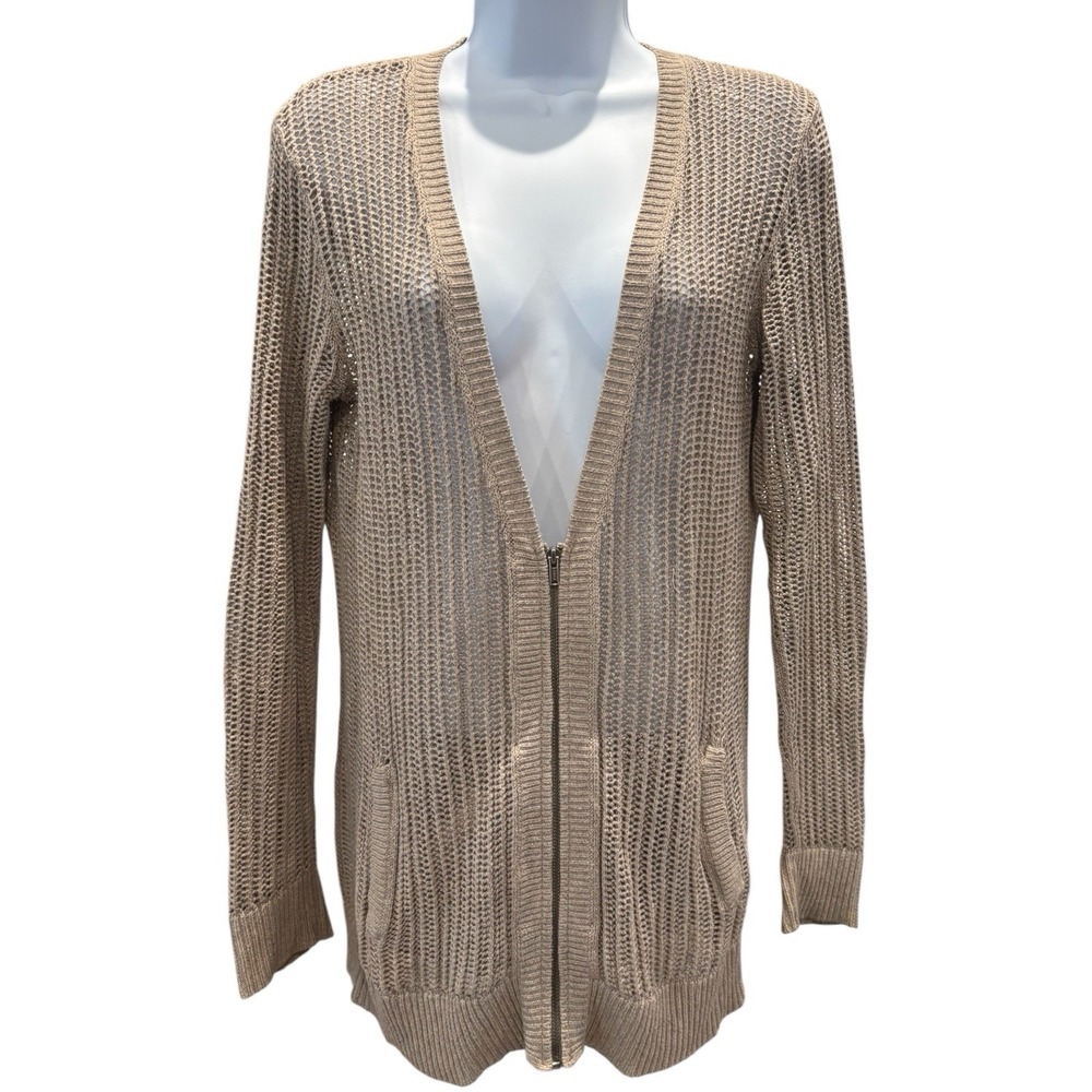 American Eagle Beige Open Knit‎ Cardigan 100% Cotton Women's Small Sweater